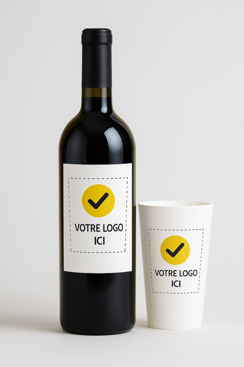 lot gobelet et étiquette bouteille